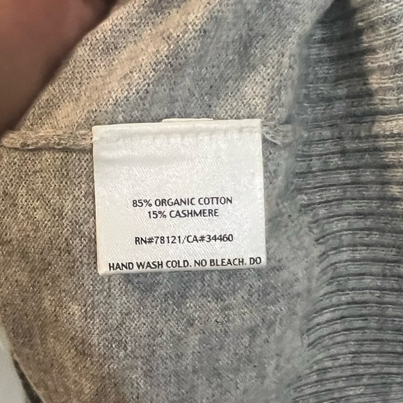Eileen Fisher Sweater Medium Sequin V-Neck Organic Cotton Cashmere Pullover Gray - Picture 5 of 7